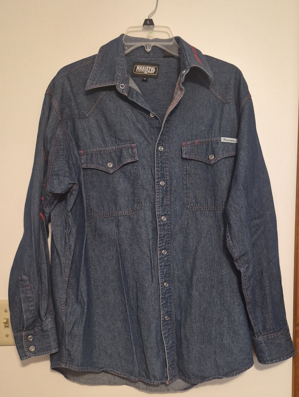 Resistol Denim Western Shirt - Dark Blue SZ M